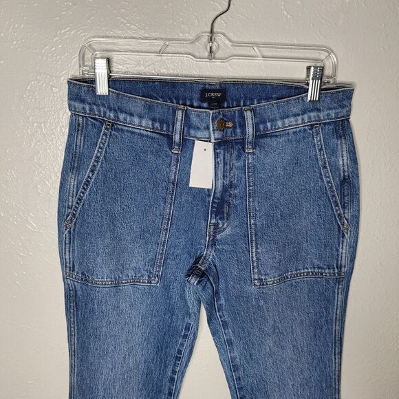 NWT J Crew Jeans Womens 26 Petite Blue Cropped Ankle Patch Pocket Utility BT040 - Picture 3 of 10